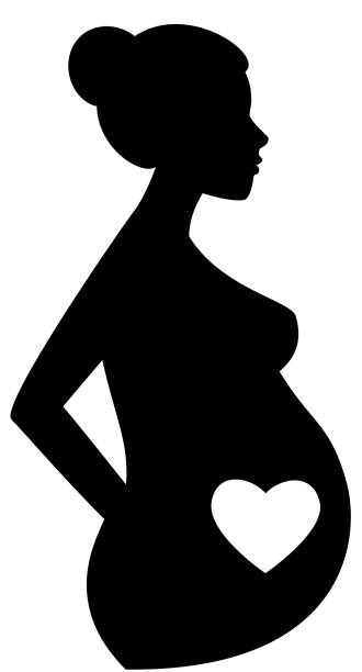 Beautiful pregnant woman vector silhouette isolated on white background Beautiful pregnant woman vector silhouette isolated on white background. Concept maternity and motherhood illustration pregnant silhouettes stock illustrations
