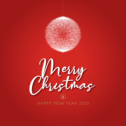 Beautiful red christmas and happy new year card, 2020