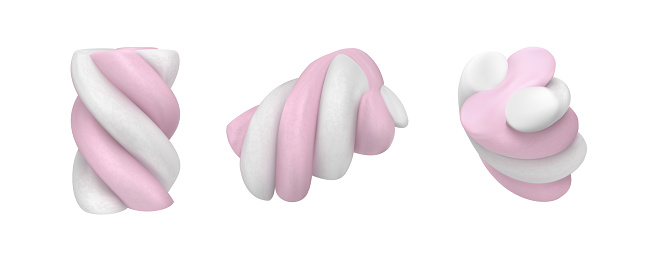 beautiful white and pink marshmallows, isolated on a white background. Vector illustration.