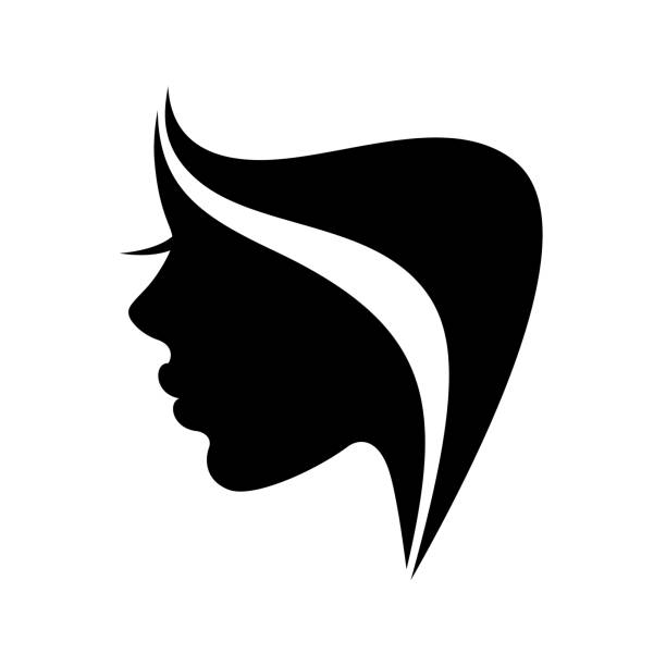 Beautiful woman face silhouette with abstract hairdresser. Beauty logo, sign, symbol. Vector illustration. Hand drawing. Beautiful woman face silhouette with abstract hairdresser. Beauty logo, sign, symbol. Vector illustration. Hand drawing. beauty silhouettes stock illustrations