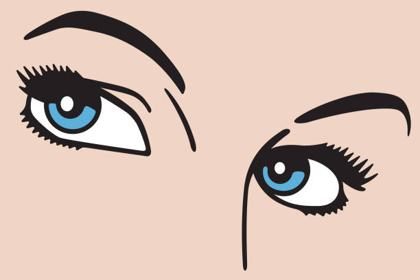 Beautiful woman’s eyes looking toward viewer. vector art illustration