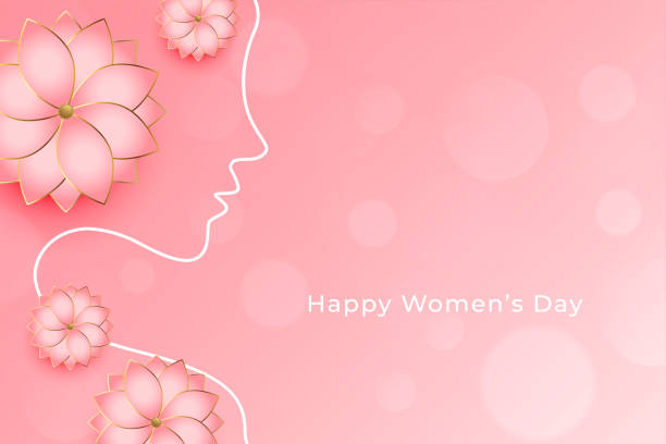stockillustraties, clipart, cartoons en iconen met mooie vrouwendag bloem decoratieve wensen groet ontwerp - womens day