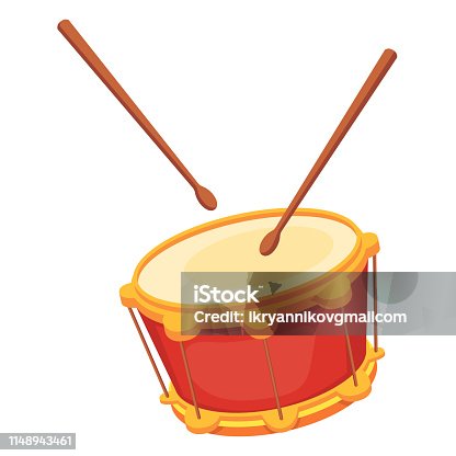 istock Beautiful wooden percussion musical instrument - drum with chopsticks. 1148943461