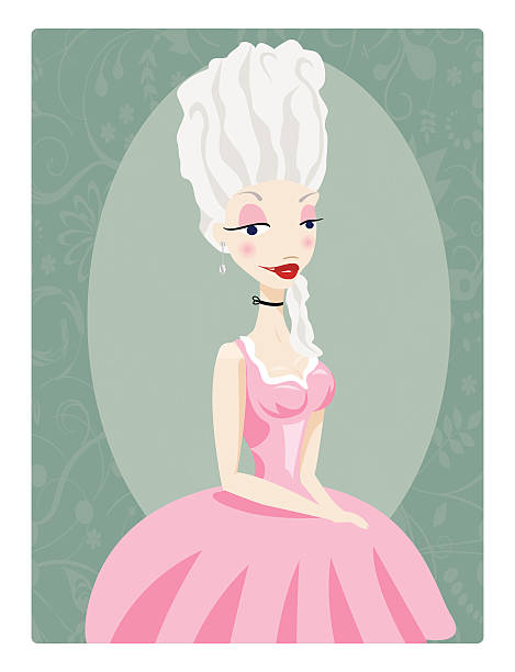 Beautiful young queen, Marie Antoinette, in pink gown vector art illustration