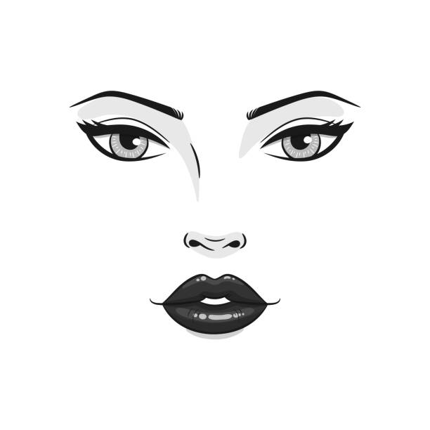 ilustraciones, imágenes clip art, dibujos animados e iconos de stock de cara hermosa mujer joven de cerca, ilustración del vector. - eye close up