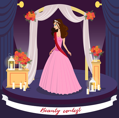 Beauty Contest Winner Vector Greeting Card Concept