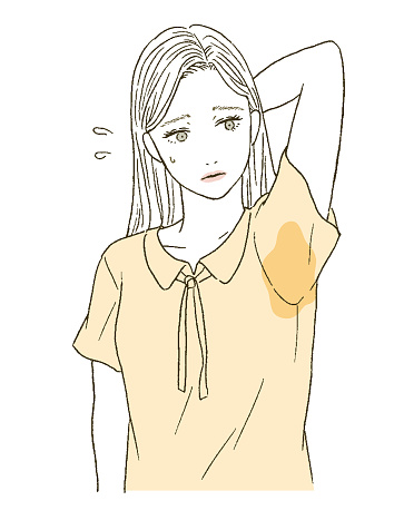Beauty Illustration of a woman concerned about armpit sweat