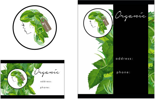 Beauty Salon Organic Logo, Business Card Design and Flyer Design vector art illustration