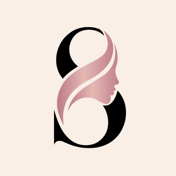 Beauty salon typographic icon.Letter S and beautiful woman portrait.Decorative icon. Lettering sign and female face silhouette. beauty silhouettes stock illustrations