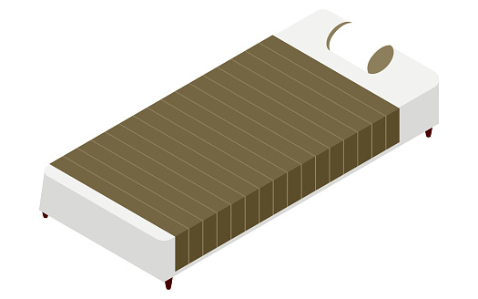Bed with simple sheets, isometric