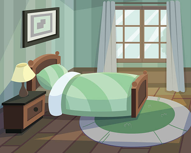 Bedroom Vector cartoon of a bedroom bed furniture backgrounds stock illustrations