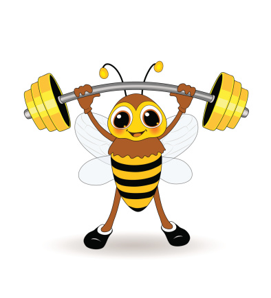 Bee as a weightlifter