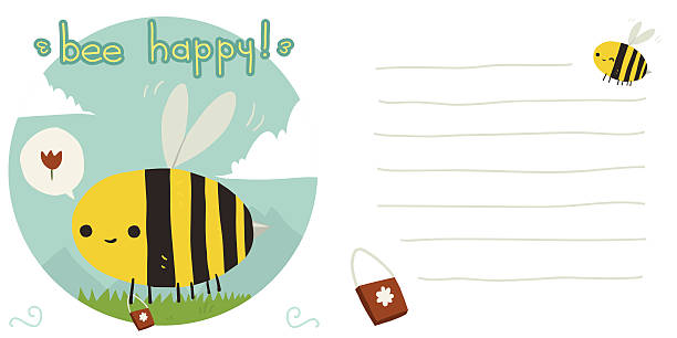 Bee happy postcard. vector art illustration