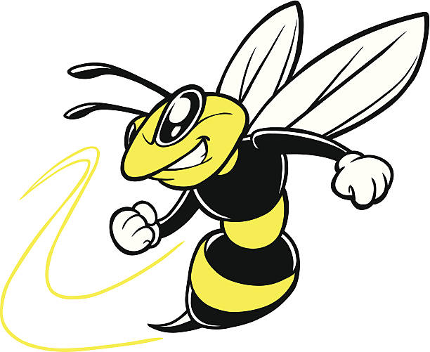 stockillustraties, clipart, cartoons en iconen met bee team mascot - wespen