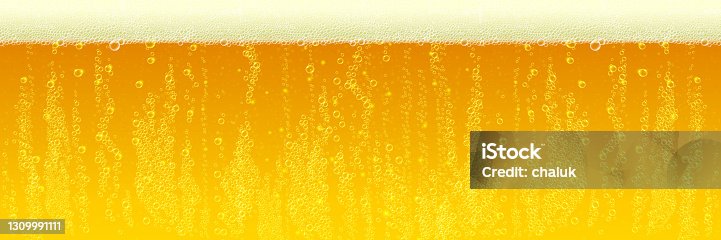 istock Beer background with foam froth bubbles texture. Horizontal amber foam or cold fresh beer pattern background 1309991111