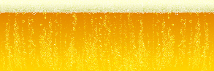 Beer background with foam froth bubbles texture. Horizontal amber foam or cold fresh beer pattern background