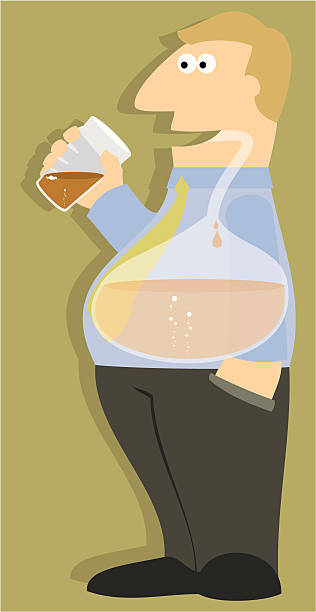 пивной живот - cartoon of a beer belly stock illustrations.