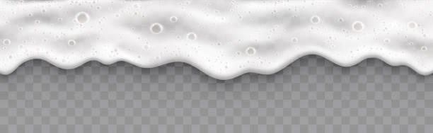 Beer foam with bubbles, top view. Stream of soap solution, shampoos on transparent background. Beer foam with bubbles, top view. Stream of soap solution, shampoos on transparent background. sea foam stock illustrations