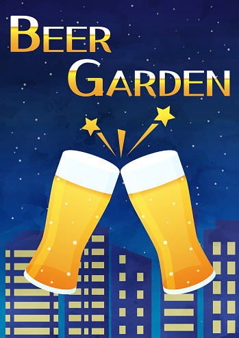 Beer garden illustration poster material