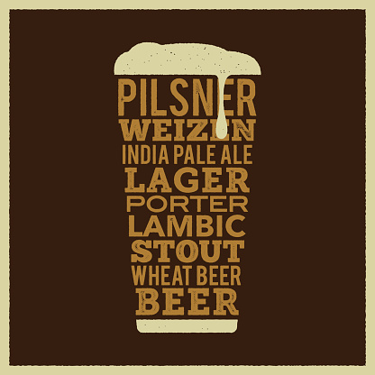 A beer pint creates using type.