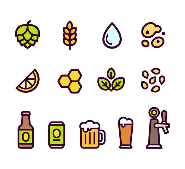 ilustrações de stock, clip art, desenhos animados e ícones de beer icon set - beer hop