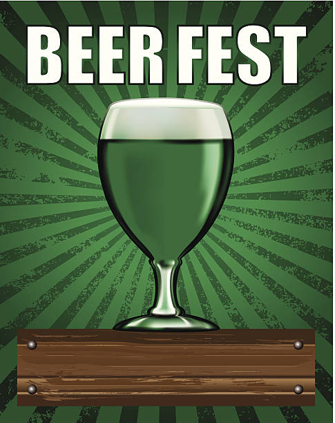 bier-poster mit grün cup - oktoberfest stock-grafiken, -clipart, -cartoons und -symbole