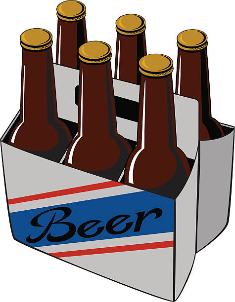 пиво six pack - six pack of beer stock illustrations.