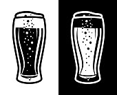 Vector Illustration of a Clip Art Beer Tulip Glass Icon Black and White Two Colour Option