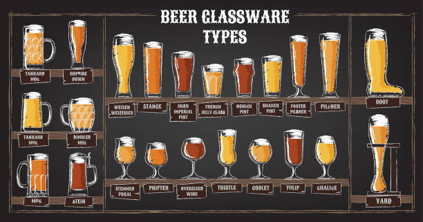 ビールの種類。ビールの種類を視覚的なガイド。推奨されるガラスのビール各種 - ビールジョッキ点のイラスト素材／クリップア  ート素材／マンガ素材／アイコン素材