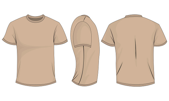 Beige Tshirt Template In Front Side And Back Views Stock Illustration ...