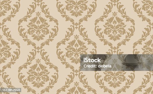 istock Beige Victorian Damask Luxury Pattern 1322852550