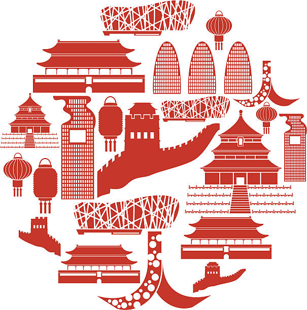 Beijing Icon Set vector art illustration