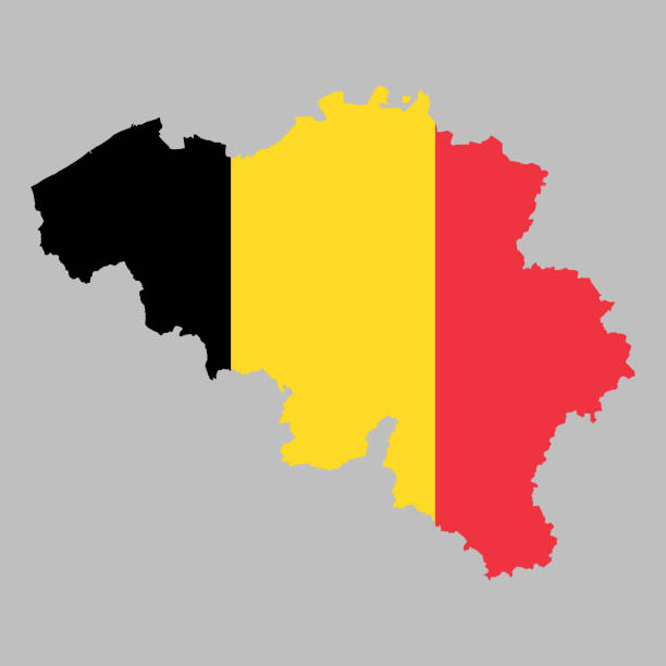 Belgium flag inside map borders vector art illustration