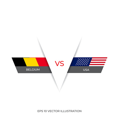 Belgium vs USA stock illustration. Flags of USA and Belgium.