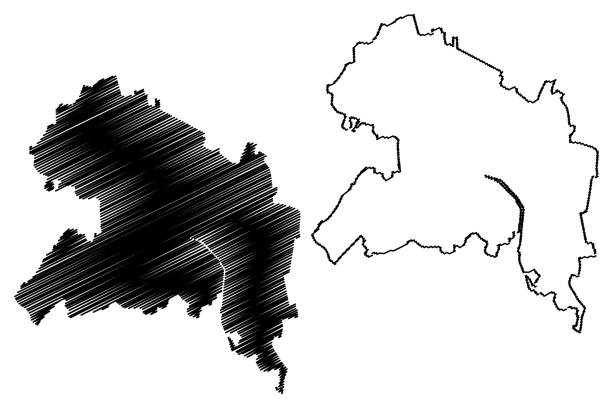 belgorod city (rusya federasyonu, rusya) harita vektör illüstrasyon, karalama kroki şehir belgorod harita - belgorod stock illustrations
