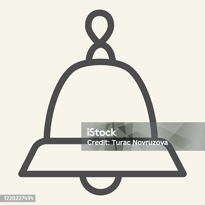 istock Bell line icon. Christmas holiday handbell outline style pictogram on white background. Happy New Year symbol for mobile concept and web design. Vector graphics. 1220227494