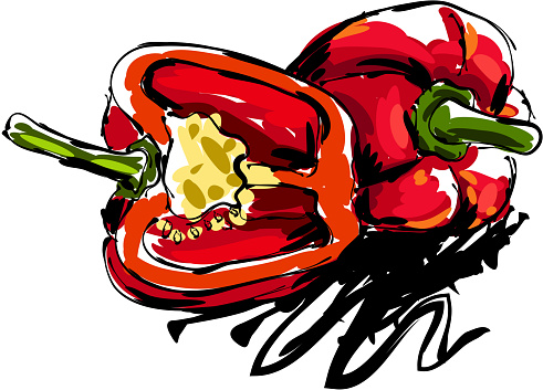 dolmalik biber cizimi stok vektor sanati basitlik nin daha fazla gorseli istock