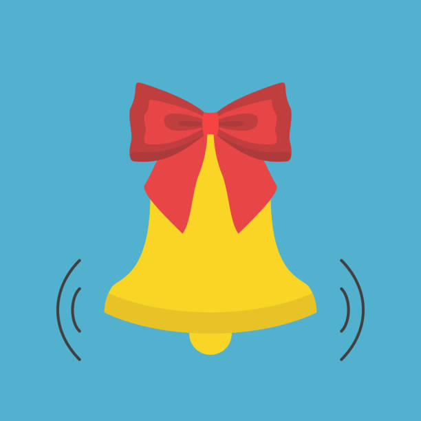 Bell with bow ringing vector art illustration
