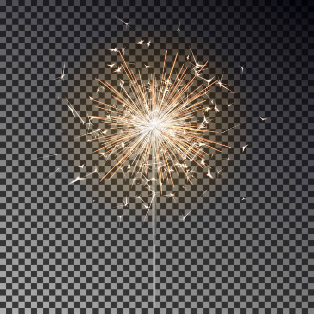 bengal yangını. yeni yıl kıvılcım mum siyah arka plan üzerinde izole. gerçekçi vektör ışık efekti. parti arka planı. sparkler vektör ateşme. sihirli ışık. kış xmas dekorasyon illüstrasyon - sparks stock illustrations