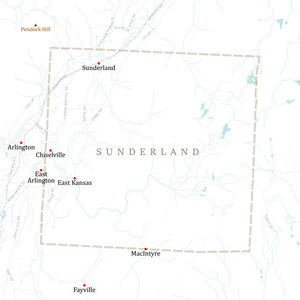 vt bennington sunderland vector road map - sunderland stock illustrations