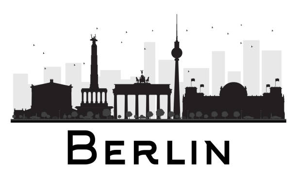 bildbanksillustrationer, clip art samt tecknat material och ikoner med berlin city skyline black and white silhouette. - berlin