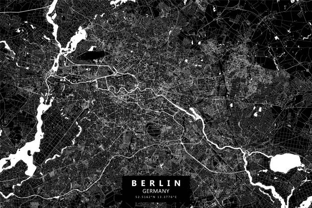 berlin, deutschland vektorkarte - berlin stock-grafiken, -clipart, -cartoons und -symbole