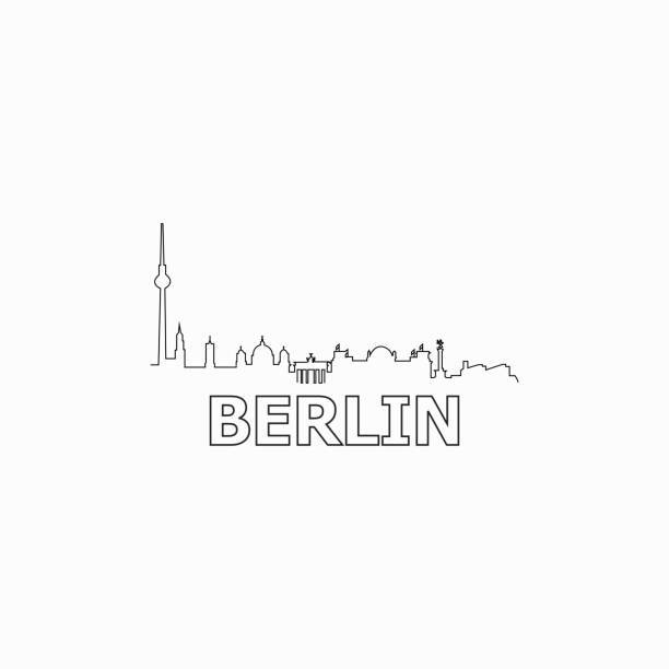 bildbanksillustrationer, clip art samt tecknat material och ikoner med berlin skyline och sevärdheter siluett svart vektor ikonen. berlin panorama. tyskland - berlin