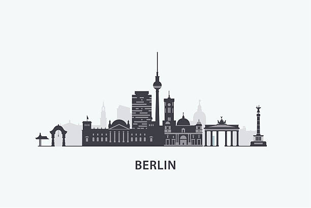 berlin skyline silhouette - berlin stock-grafiken, -clipart, -cartoons und -symbole
