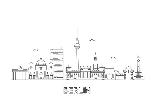 berliner skyline. vektorabbildung - berlin stock-grafiken, -clipart, -cartoons und -symbole