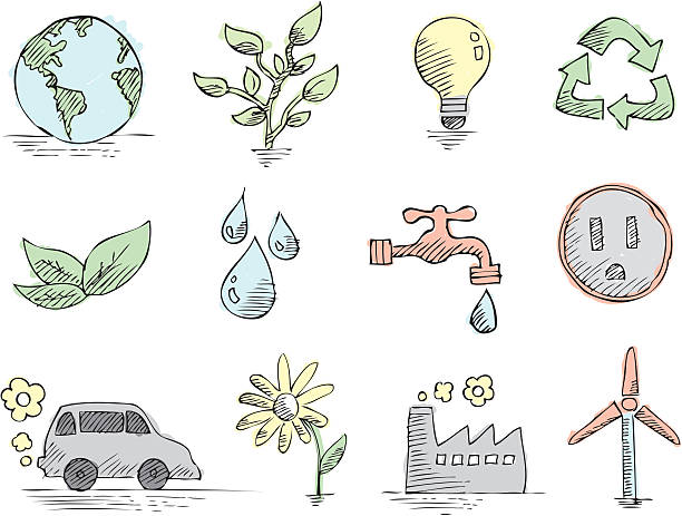 Better World symbols A set of little designs of a better world. water drawings stock illustrations
