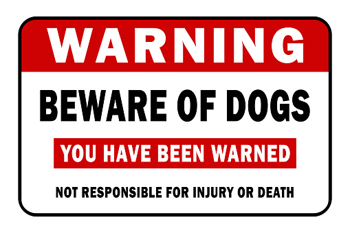 Beware of dog sign. Dog warning sign sticker, sign board, printable label, poster, vector illustration.