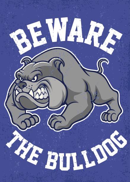 stockillustraties, clipart, cartoons en iconen met let op de bulldog-poster - bulldog