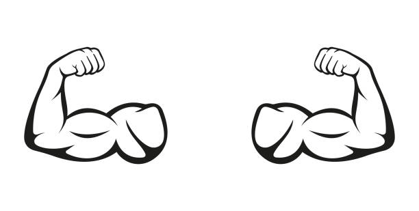 bizeps. muskel-symbol. gym-logo. vektor-illustration - kraft stock-grafiken, -clipart, -cartoons und -symbole