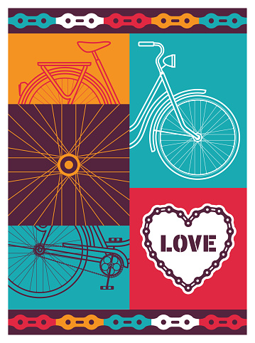 Bicycle Cycling Retro Bike Abstract Design Outline Vector Illustration Card